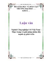 Luận văn Ngành Công nghiệp ô tô Việt Nam -Thực trạng và giải pháp nhằm đẩy mạnh sự phát triển