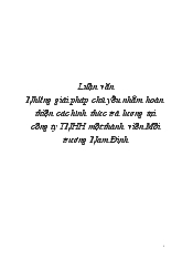 Luận văn Những giải pháp chủ yếu nhằm hoàn thiện các hình thức trả lương tại công ty TNHH một thành viên Môi trường Nam Định