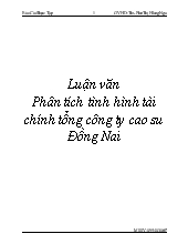 Luận văn Phân tích tình hình tài chính tổng công ty cao su Đồng Nai