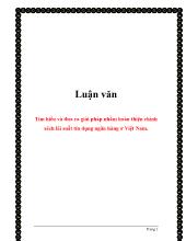 Luận văn Tìm hiểu và đưa ra giải pháp nhằm hoàn thiện chính sách lãi suất tín dụng ngân hàng ở Việt Nam