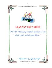 Luận văn Xây dựng và phân tích một sốchỉ sốtài chính ngành ngân hàng