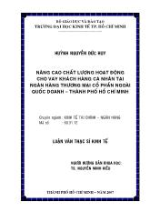 Nâng cao chất lượng hoạt động cho vay khách hàng cá nhân tại ngân hàng thương mại cổ phần ngoài quốc doanh – Thành phố Hồ Chí Minh