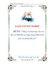 Nâng cao hiệu quảcho vay đối với doanh nghiệp vừa và nhỏ tại Ngân hàng thương mại cổ phần Sài gòn chi Nhánh Hà Nội
