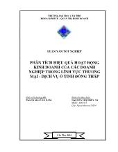 Phân tích hiệu quả hoạt động kinh doanh của các doanh nghiệp trong lĩnh vực thương mại - Dịch vụ ở tỉnh Đồng Tháp