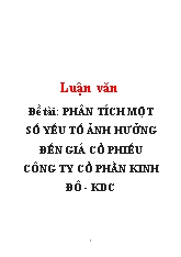 Phân tích một số yếu tố ảnh hưởng đến giá cổ phiếu công ty cổ phần kinh đô - KDC