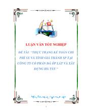 Thực trạng kế toán chi phí sx và tính giá thành sp tại công ty cổ phẩn đá ốp lát và xây Dựng Hà Tây