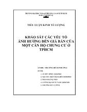 Tiểu luận Khảo sát các yếu tố ảnh hưởng đến giá bán của một căn hộ chung cư ở TP Hồ Chí Minh