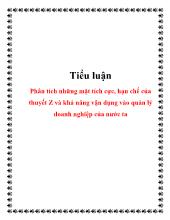 Tiểu luận Phân tích những mặt tích cực, hạn chế của thuyết Z và khả năng vận dụng vào quản lý doanh nghiệp của nước ta