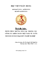Tiểu luận Phân tích những tồn tại trong các công ty kiểm toán Việt Nam về tuân thủ chuẩn mực đạo đức nghề nghiệp