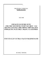 Chi ngân sách nhà nước cho việc xây dựng cơ sở vật chất các trường giáo dục phổ thông trên địa bàn tỉnh Quảng Ngãi - Thực trạng và giải pháp