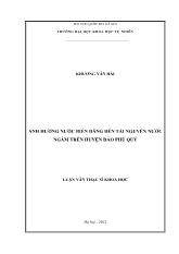 Đề tài Ảnh hưởng nước biển dâng đến tài nguyên nước ngầm trên huyện đảo Phú Quý