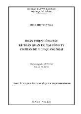 Đề tài Hoàn thiện công tác kế toán quản trị tại công ty cổ phần du lịch Quảng Ngãi