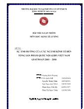 Đề tài Sự ảnh hưởng của các ngành kính tế đến tổng sản phẩm quốc nội (gdp) Việt Nam giai đoạn 2001 – 2010