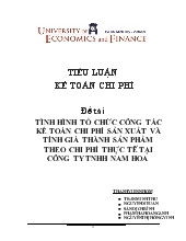 Đề tài Tình hình tổ chức công tác kế toán chi phí sản xuất và tính giá thành sản phẩm theo chi phí thực tế tại công ty TNHH Nam Hoa