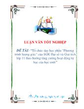 Đề tài Tổ chức dạy học phần “Phương trình lượng giác” của SGK Đại số và Giải tích lớp 11 theo hướng tăng cường hoạt động tự học của học sinh