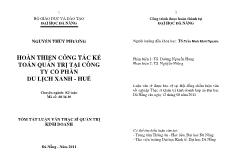 Hoàn thiện công tác kế toán quản trị tại công ty cổ phần du lịch xanh - Huế