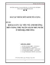 Khảo sát các yếu tố ảnh hưởng đến tổng thu ngân sách nhà nước ở mỗi địa phương