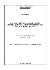Luận văn Các giải pháp nhằm hạn chế rủi ro cho nhà đầu tư cá nhân trên thị trường chứng khoán Việt Nam