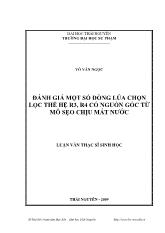 Luận văn Đánh giá một số dõng löa chọn lọc thế hệ r3, r4 có nguồn gốc từ mô sẹo chịu mất nước