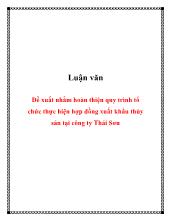 Luận văn Đề xuất nhằm hoàn thiện quy trình tổ chức thực hiện hợp đồng xuất khẩu thủy sản tại công ty Thái Sơn