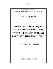 Luận văn Hoàn thiện hoạt động thanh toán không dùng tiền mặt qua ngân hàng tại thành phố Hồ Chí Minh