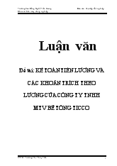 Luận văn Kế toán tiền lương và các khoản trích theo lương của công ty TNHH MTV bê tông Ticco