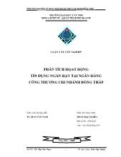 Luận văn Phân tích họat động tín dụng ngắn hạn tại ngân hàng công thương chi nhánh Đồng Tháp