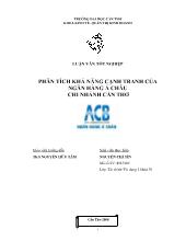 Luận văn Phân tích khả năng cạnh tranh của ngân hàng Á Châu chi nhánh Cần Thơ