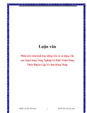 Luận văn Phân tích tình hình huy động vốn và sử dụng vốn của ngân hàng nông nghiệp và phát triển nông thôn huyện Lấp Vò tỉnh Đồng Tháp