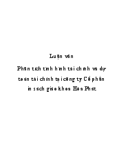Luận văn Phân tích tình hình tài chính và dự toán tài chính tại công ty Cổ phần in sách giáo khoa Hòa Phát
