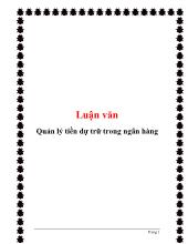 Luận văn Quản lý tiền dự trữ trong ngân hàng