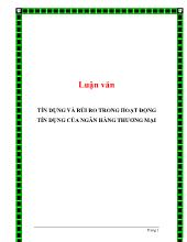Luận văn Tín dụng và rủi ro trong hoạt động tín dụng của ngân hàng thương mại