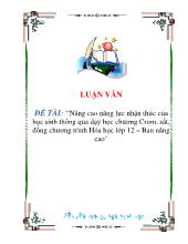 Nâng cao năng lực nhận thức của học sinh thông qua dạy học chương Crom, sắt, đồng chương trình Hóa học lớp 12