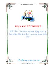 Tổ chức và hoạt động của Ủy ban nhân dân tỉnh Sơn La ở giai đoạn hiện nay