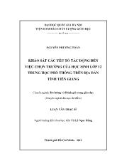 Khảo sát các yếu tố tác động đến việc chọn trường của học sinh lớp 12 trung học phổ thông trên địa bàn tỉnh Tiền Giang