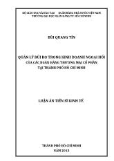 Luận án Quản lý rủi ro trong kinh doanh ngoại hối của các ngân hàng thương mại cổ phần tại thành phố Hồ Chí Minh
