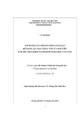 Luận văn Ảnh hưởng của phương pháp giảng dạy đến động lực học tiếng anh của sinh viên năm thứ nhất - Khối ngành kinh tế đại học Văn Lang