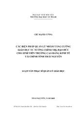 Luận văn Các biện pháp quản lý nhằm tăng cƣờng giáo dục tư tưởng chính trị, đạo đức cho sinh viên trường cao đẳng kinh tế tài chính tỉnh Thái Nguyên