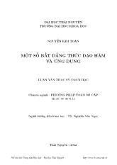 Luận văn Một số bất đẳng thức đạo hàm và ứng dụng