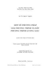 Luận văn Một số phương pháp giải phương trình và bất phương trình lượng giác