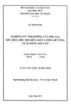 Luận văn Nghiên cứu ảnh hưởng cảu phụ gia siêu dẻo, siêu mịn đến chất lượng bê tông từ xi măng Hải Vận