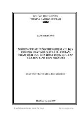 Luận văn Nghiên cứu sử dụng thí nghiệm khi dạy chƣơng chất khí (Vật lí 10 - Cơ bản) nhằm tích cực hóa hoạt động học tập của học sinh THPT miền núi