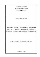 Luận văn Nghiên cứu, tổ chức quá trình dạy học một số kiến thức chương 