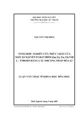 Luận văn Tổng hợp, nghiên cứu phức chất của một số nguyên tố đất hiếm (sm, eu, tm, yb) với l – Tyrosin bằng các phương pháp hóa lí