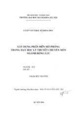 Luận văn Xây dựng phần mềm mô phỏng trong dạy học lý thuyết chuyên môn ngành động lực
