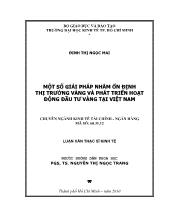 Một số giải pháp nhằm ổn định thị trường vàng và phát triển hoạt động đầu tư vàng tại Việt Nam