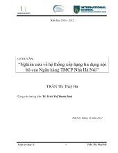 Nghiên cứu về hệ thống xếp hạng tín dụng nội bộ của Ngân hàng thương mại cổ phần Nhà Hà Nội