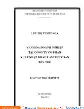 Luận văn Văn hóa doanh nghiệp tại công ty cổ phần xuất nhập khẩu lâm thủy sản Bến Tre