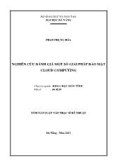 Nghiên cứu đánh giá một số giải pháp bảo mật cloud computing