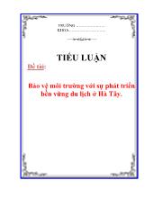Đề tài Bảo vệ môi trường với sựphát triển bền vững du lịch ở Hà Tây